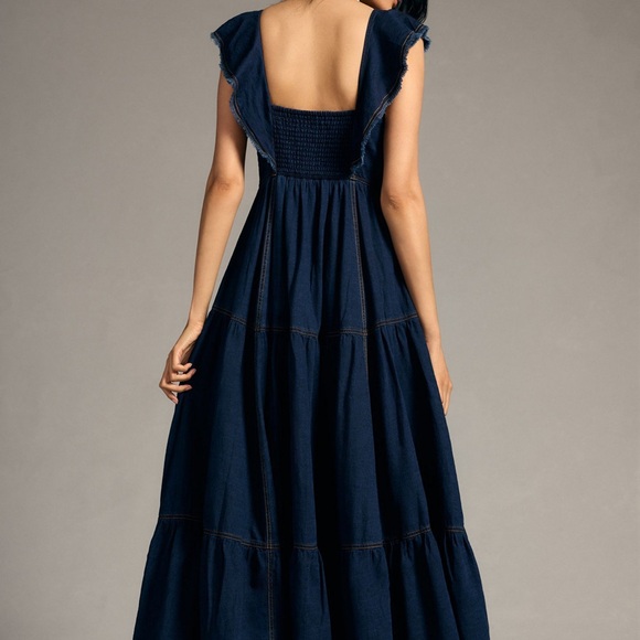 Anthropologie:Pilcro Sweetheart Flutter-Sleeve Denim Buttondown Dress - Picture 2 of 11